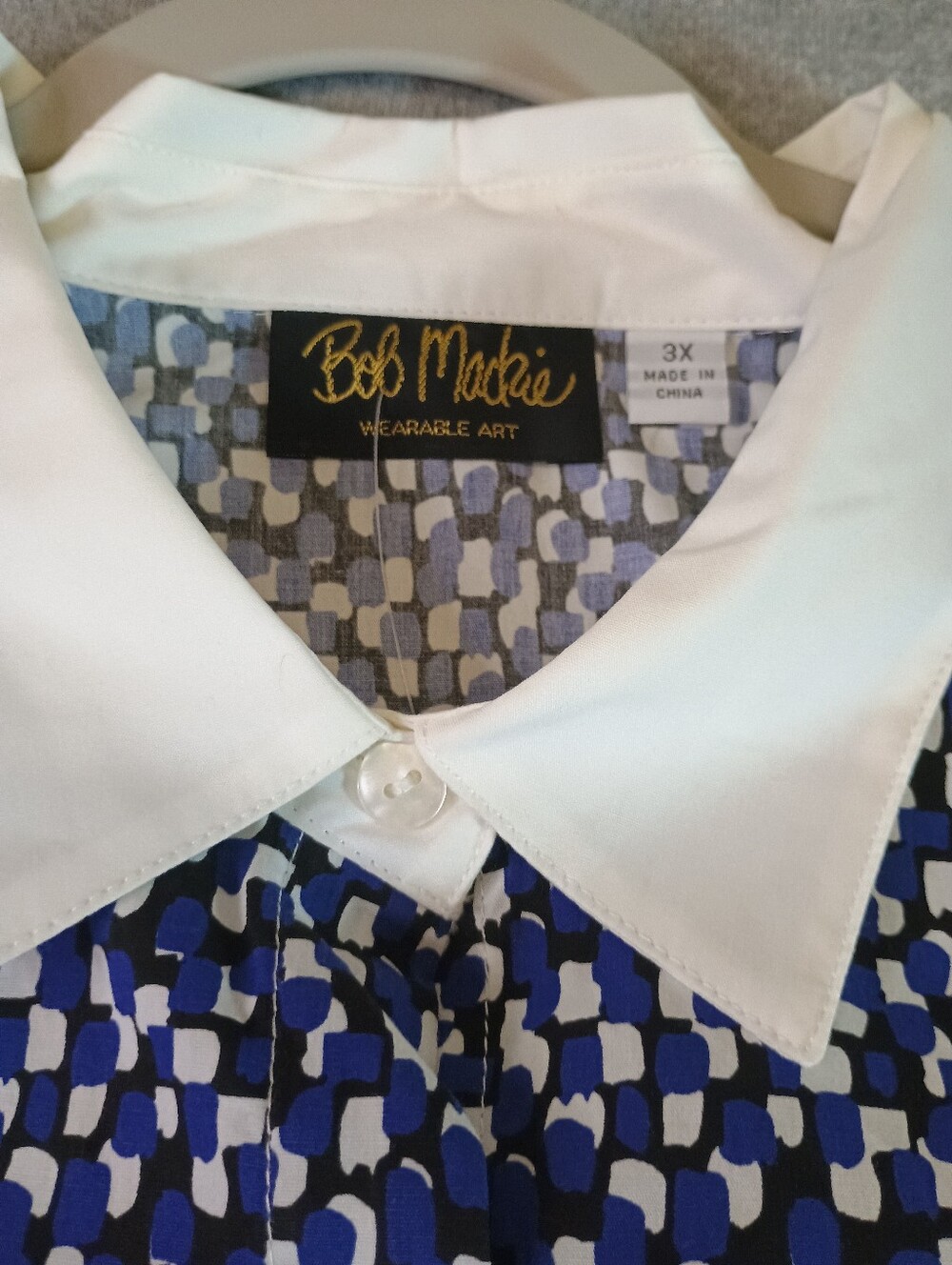 Bob Mackie Women's Size 3X Blue Floral Button-Front Dress with White Collar - Picture 2 of 9